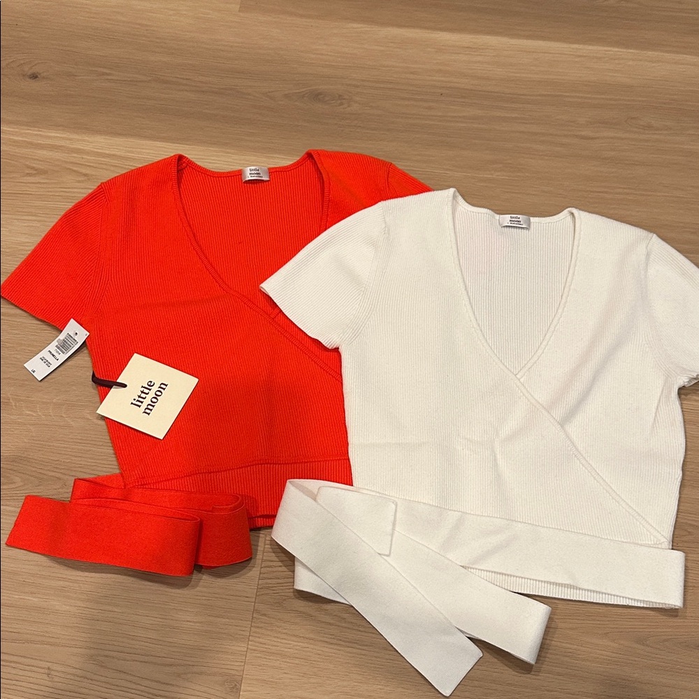 TWO Aritzia little moon prunella knit tops, being sold together